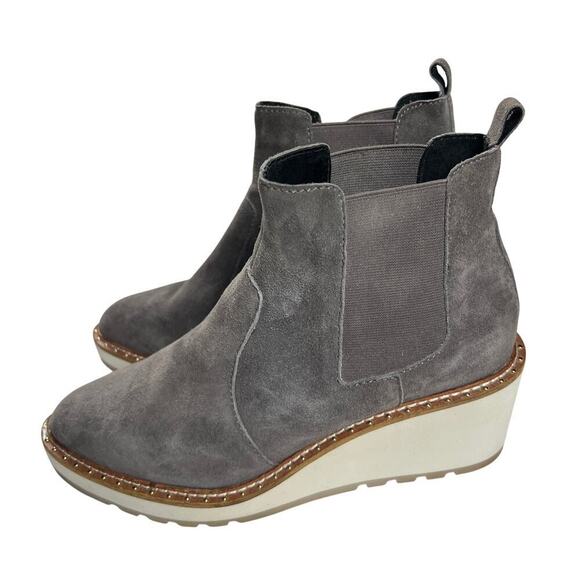 Cecelia New York Gemma Suede Wedge Pull On Ankle Boot Slate Gray Size 8M - Picture 3 of 11